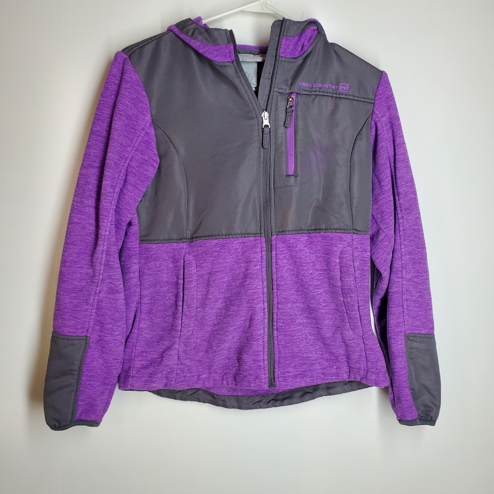 Free Country Girl's Purple Lightweight Jacket with hood.  Size XL (14/16)